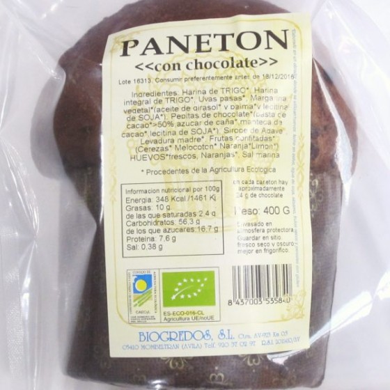 Panetón con chocolate 400g...